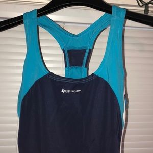 SPEEDO blue and white one piece swim suit
